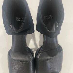 Eileen Fisher Black Open-Toe Heels